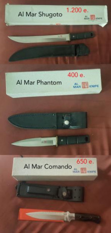 Vendo tres cuchillos AL MAR en Madrid sin usar. Están marcados como  fabricación japonesa . Los precios 02