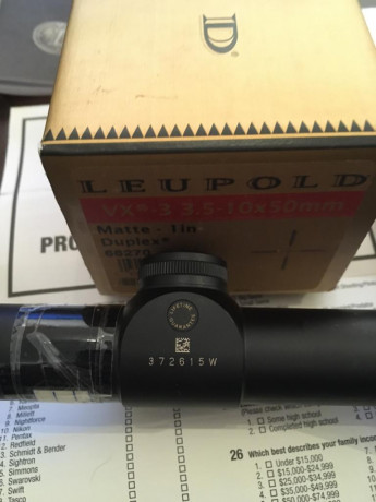 Se vende visor leupold vx3 3.5-10x50 mm. en perfecto estado, cambiado por comprar swarovski, se entrega 00