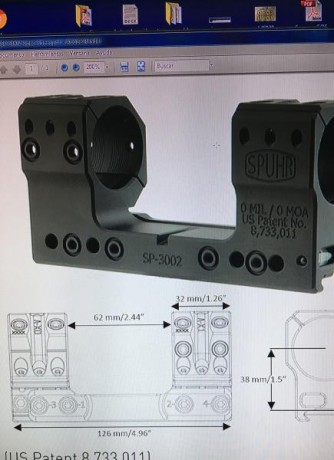 Vendo montura SPUHR SP-3002 , diametro 30 mm , altura desde el centro del visor 38 mm. Nivel de burbuja 20