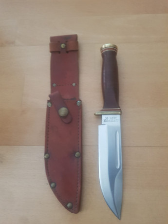 Se vende precioso cuchillo ontario modelo quartermaster una belleza en mango de cuero guarda de latón 02