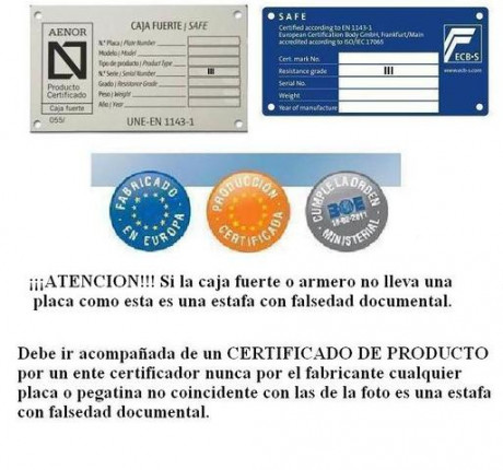 Armero de Grado III para 3 armas
Medidas: 320 Alto x 450 Ancho x 300 Fondo
15L
Normativa UNE-EN-1143-1:2012
No 140