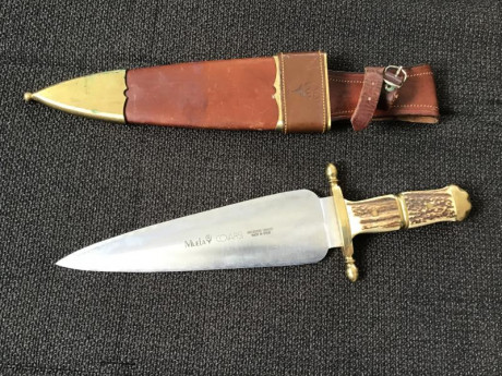 Vendo cuchillo de remate Muela Covarsi, con mango de asta de ciervo, y funda de lujo, usado alguna vez, 01
