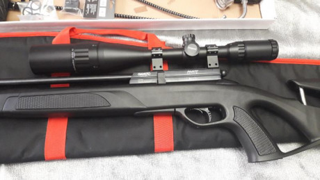 Vendo esta carabina pcp gamo coyote del 5.5  con visor  leapers 6  24 x 50   bomba de carga , funda gamo 02