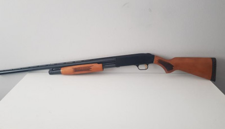  -Marca: Mossberg.
-Modelo: 500A 
-Estado: usada, en buen estado, 8/10.
-Calibre: 12.
-Modo disparo: corredera.
-Capacidad: 02