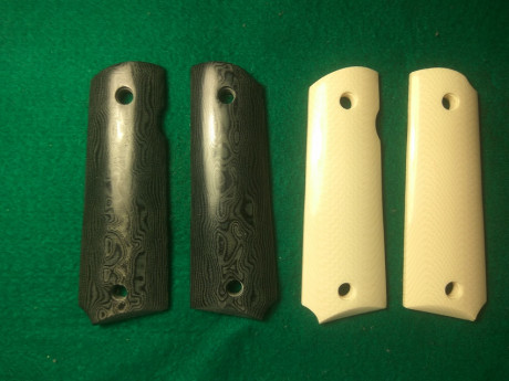 Vendo dos juegos de cachas nuevas sin estrenar realizadas en baquelita, una en gris oscuro veteada y la 00