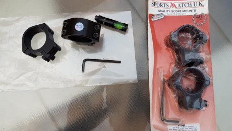 Se vende dos juegos de anillas de acero, para carril de 11mm y visores de 30mm, marca Sportsmatch, unas 02