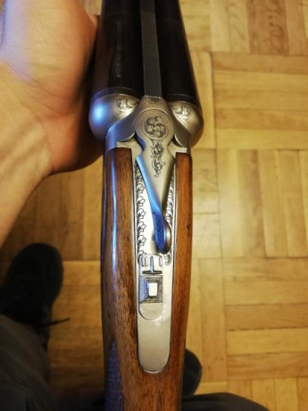 Paralela Hermanos Zabala cal 12. Recamara magnum. Expulsora. Monogatillo con selector de tiro y polichoks 22