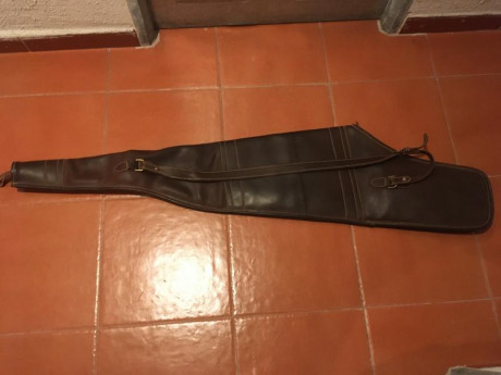 Funda de cuero de calidad para rifle con visor, con borreguillo interior, artesanía F. Exposito. Ha salido 02