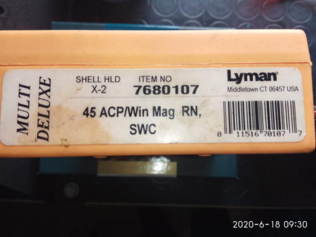 Dies marca lyman para 45 ACP, con Shell holder de la marca, estado excelente, poco uso.
 Precio 55 euros 00