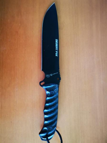 Exclusivo cuchillo Desert Fox de la casa Nieto, acero vanadio 1.4116 en negro, amolado plano, mango de 01