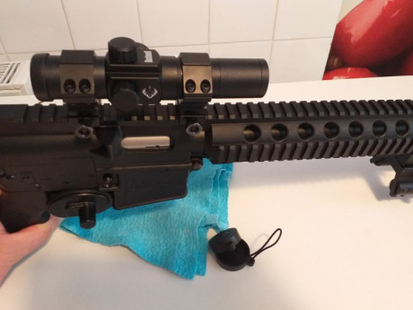Se vende carabina en perfecto estado, incluye punto rojo Bushnell, bipode UTG, dos cargadores. Se entrega 50