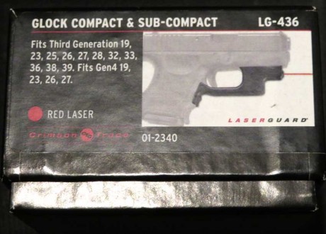 Oferta, nuevo a estrenar. Módulo compacto láser rojo de Crimson Trace para Glock modelo LG-436.
Vale para 01