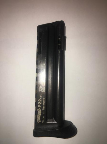 -Cargador Walther P22 LR con extensión para mejor agarre del arma.
 25 euretes SIN portes 01