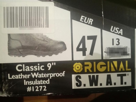 Se venden botas tacticas Original Swat.
Son waterproof y lleva Thinsulate para el frio.
Nuevas a estrenar. 00