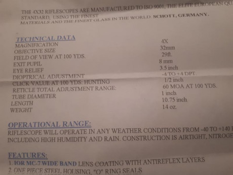 VENDO VISOR IOR VALDADA  
4X32 DE 1 PULGADA
NO CAMBIOS SOLO VENTA
Precio fijo 290 € con envío incluido.
Se 11