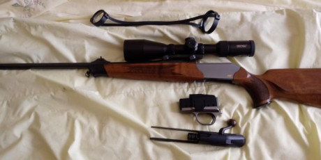 (VENDIDO) Vendo Balser R8, 300 Weatherby Magnum de madera con cargador extraible, con monturas Blaser 01