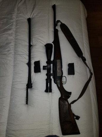 :D Buenas tardes:
Vendo rifle Mannlicher Luxus de zurdo en calibre 270 y otro cañón del 30.06 spg 
Se 02
