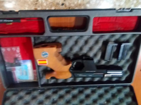 Se vende pistola marca TESRO TS 22 - 2 calibre 22 cacha talla M nueva con dos cargadores maletin original 00