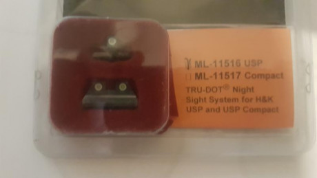 Hola, vendo juego de miras de Tritio auto luminescente para la USP Standard, marca Meprolight, están usadas, 01