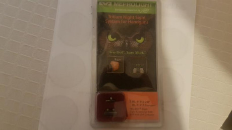 Hola, vendo juego de miras de Tritio auto luminescente para la USP Standard, marca Meprolight, están usadas, 00