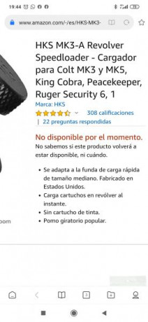 Vendo 8 speedloaders hks modelo ds, los usaba en un llama comanche 2.
4 los usé en 5 entrenamientos y 130