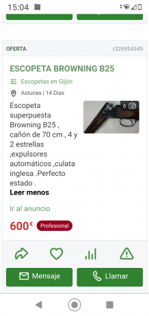Busco escopeta escopeta FN-Browning B25 Cal.12 Game Gun con culata inglesa o culata cuello cisne. También 20