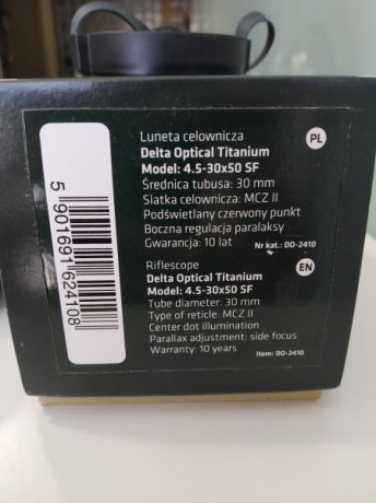 Visor Delta Optical Titanium 4.5-30x50 nuevo, con factura de tienda física nacional (979€) y garantía 02