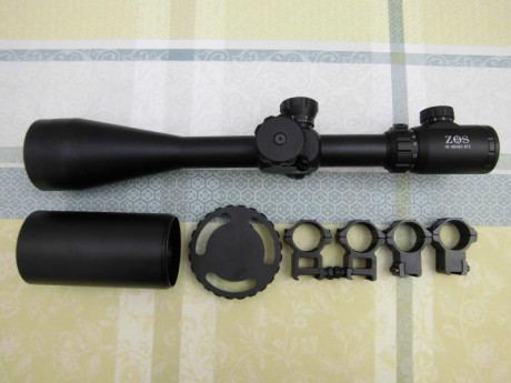 Hola, se vende visor Zos 10-40x60 con monturas altas a alegir (11mm o picatinny), parasol, rueda de paralelaje 02