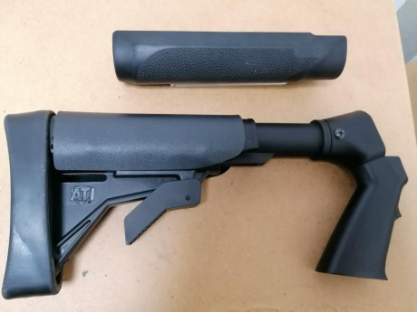 Hola.
Vendo conjunto de culata regulable en largura y guardamanos Hogue tácticos de fibra para Mossberg 10