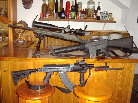 vendo lote de fusiles compuesto de remington vtr 308- ar15 colt cal222 y samopal tuneado cal 7/62x39- 01
