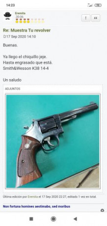 Buenas.

   Busco SMITH&WESSON K38 Mod. 14 - 4 de 6" del 38Spl   

Es el que todo el mundo llama 120
