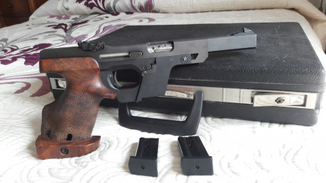 hola que tal, vendo esta fabulosa pistola en estado impecable por retirarme del tiro de momento, lleva 02