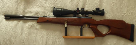 Después de intentar disparar erguido con la HW97KT, y sufrir sus 5.4Kg sobre mi brazo y cadera, decidí 02