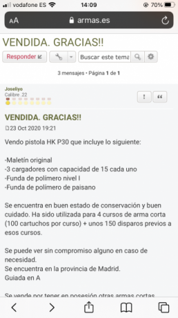 Se vende pistola HK P30 que incluye:

-Maletín original HK
-3 cargadores con capacidad de 15 por cargador 60