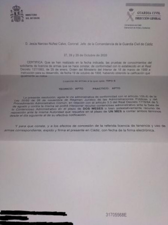 Hola a todo/as, me ha llegado una carta de la guardia civila mi casa en la que me dice que tengo la prueba 60