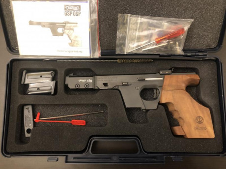Se vende walther GSP .22 
Todo funciona perfectamente muy bien estado. 
Walther GSP .22  =700€

Tomas 10