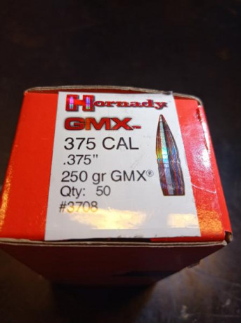 Se venden proyectiles del 375. Tipo GMX.
250grns.
Aunque en la caja pone 50unidades, en ella hay 75.
50€. 02