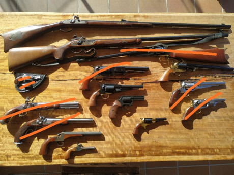 Se vende armas en libro de coleccionista muy bien conservadas.
Marcas como pedersoli pieta uberti etc 00