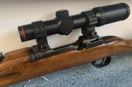 Quitar mensaje. Vendido. Rifle Carl Gustav, corto, cal. 6,5x55 ocasión, con visor swift 1-4 x 24 y maleta 02