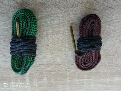 Vendo dos cordones para limpiar cañones.
· 1 del .22".
· 1 del 4,5mm.

Están sin usarse.
10€ la unidad.
Se 01