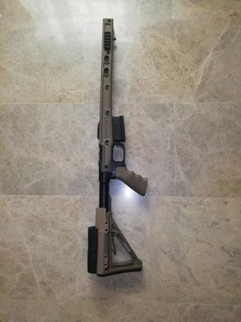 Chasis MDT modelo HS3, color fde (marrón), con estructura Ar15, para rifles remington 700 de corta acción, 00