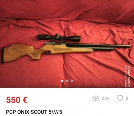 Vendo carabina pcp onix scout cal.5 5. La carabina lleva el puerto de transferencia modificado y silenciador. 02