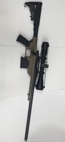 Vendo Remington 700 calibre 308 Win cañón pesado, con Chasis MDT Tac en color FDE, un cargador MDT de 01