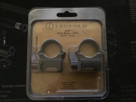 Vendo estas monturas Leupold modelo QRW para tubo de pulgada, y carril Picatinny. No han sido estrenadas. 00