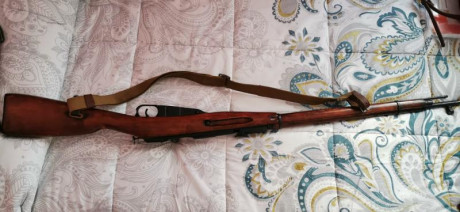 Rifle Ruso 7,62x54R con bayoneta aceitera i bolsa portabalas epoca, modelo 1942r, disparado pocas veces, 11