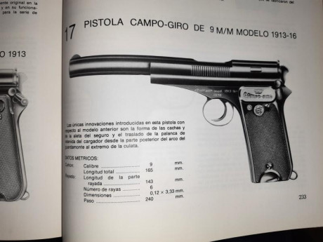 Pongo para cambio Pistola Campogiro 1913-16, calibre 9 largo por colt 1911.

La pistola esta guiada en 10