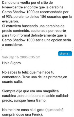 Con todo  el dolor de mi corazón tengo que poner en venta mi primera carabina. 

Es mi preciosa GAMO SHADOW 40