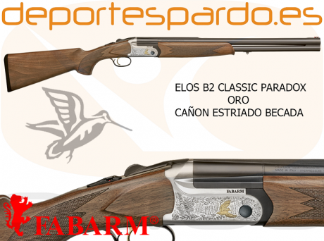 Nueva escopeta FABARM ELOS B2 CLSSIC PARADOX ORO.
Precio de 1275.00€ oferta 
Escopeta especial becada 00