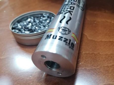 Por no usar, vendo supresor  DOG BARK MUZZLE 35MM para carabinas de aire comprimido, comprado en unpocodeoxido, 01