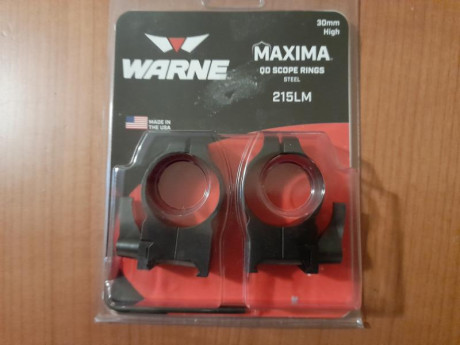 Anillas desmontables Warne Máxima, altas de 30 mm, completamente nuevas sin estrenar.
Precio 90 euros 00